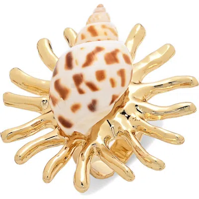 Eye Candy Los Angeles Emina Shell Statement Ring In Gold