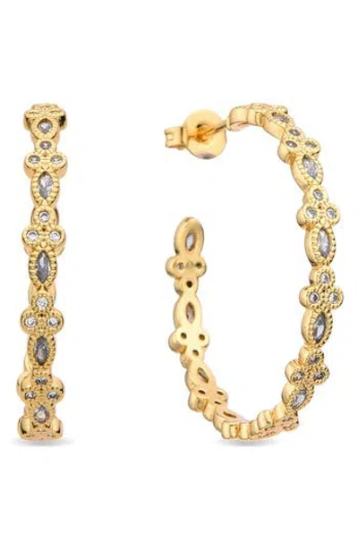 Eye Candy Los Angeles Emy Stone Hoop Earrings In Gold