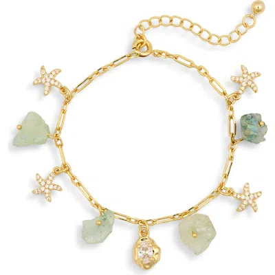 Eye Candy Los Angeles Esra Druzy Charm Bracelet In Gold