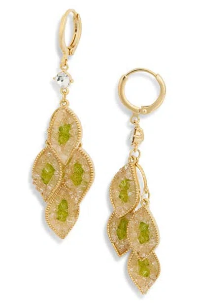 Eye Candy Los Angeles Estelle Leaf Drop Huggie Hoop Earrings In Gold