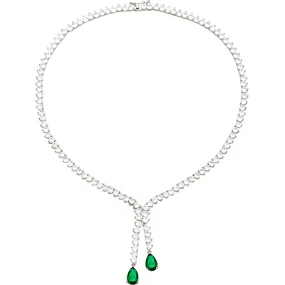 Eye Candy Los Angeles Evelyn Cubic Zirconia Tennis Y-necklace In Metallic