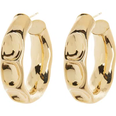 Eye Candy Los Angeles Evelyn Hammered Hoop Earrings In Gold