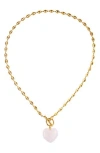 Eye Candy Los Angeles Evelyn Pink Heart Pendant Necklace In Gold
