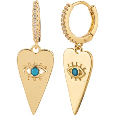 Eye Candy Los Angeles Eye Heart Drop Earrings In Gold