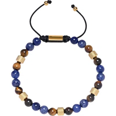 Eye Candy Los Angeles Ezra Semiprecious Stone Beaded Slider Bracelet In Multi