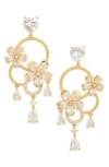 Eye Candy Los Angeles Faith Cubic Zirocnia Flower Hoop Drop Earrings In Gold