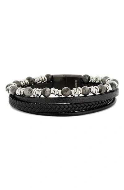 Eye Candy Los Angeles Fernando Triple Strand Beaded Bracelet In Black