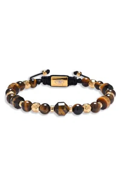 Eye Candy Los Angeles Finn Tiger's Eye Beaded Bracelet In Brown
