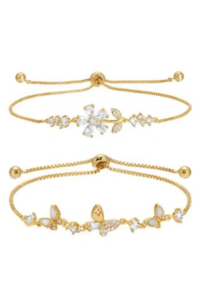 Eye Candy Los Angeles Fiorella Set Of 2 Bolo Bracelets In Gold