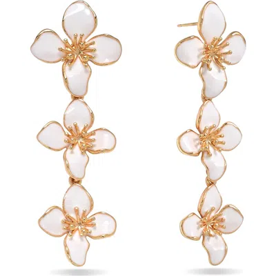 Eye Candy Los Angeles Fleur Blanche Drop Earrings In White