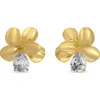 Eye Candy Los Angeles Flor Cubic Zirconia Stud Earrings In Gold