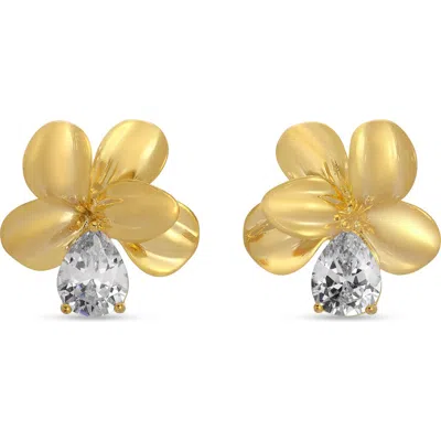 Eye Candy Los Angeles Flor Cubic Zirconia Stud Earrings In Gold