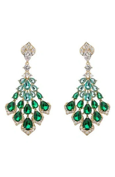 Eye Candy Los Angeles Florence Green Cubic Zirconia Fan Drop Earrings