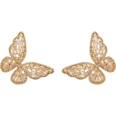 Eye Candy Los Angeles Freeda Butterfly Wing Stud Earrings In Gold