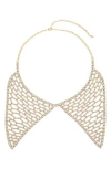 Eye Candy Los Angeles Fringe Drop Collar Statement Necklace In Gold