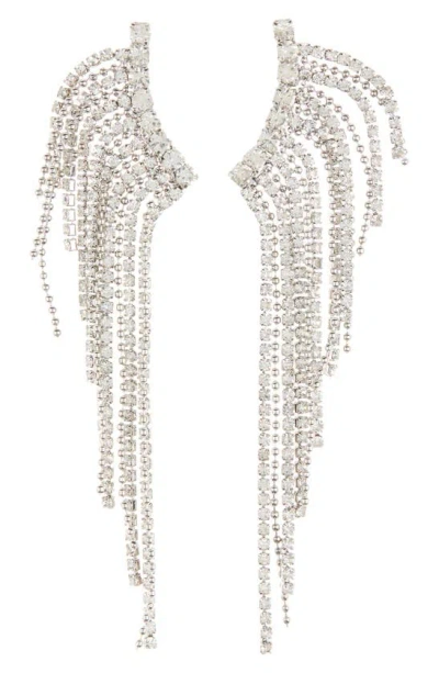 Eye Candy Los Angeles Fringe Statement Earrings In Silver