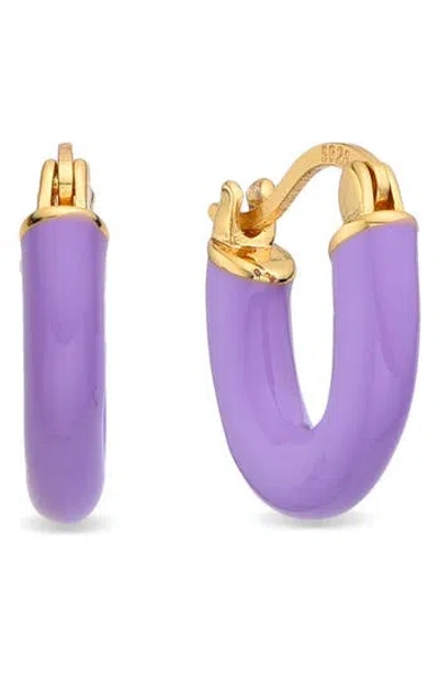 Eye Candy Los Angeles Gabrielle Enamel Huggie Hoop Earrings In Gold