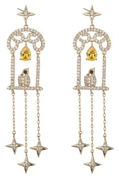 Eye Candy Los Angeles Gianna Bird Cage Drop Earrings In Gold