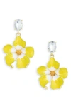 Eye Candy Los Angeles Gloria Cubic Zirconia & Enamel Floral Drop Earrings In Yellow/white