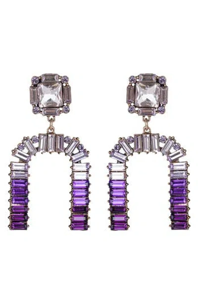 Eye Candy Los Angeles Grace Crystal Drop Earrings In Purple