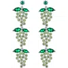 Eye Candy Los Angeles Grape Cz Drop Earrings In Green