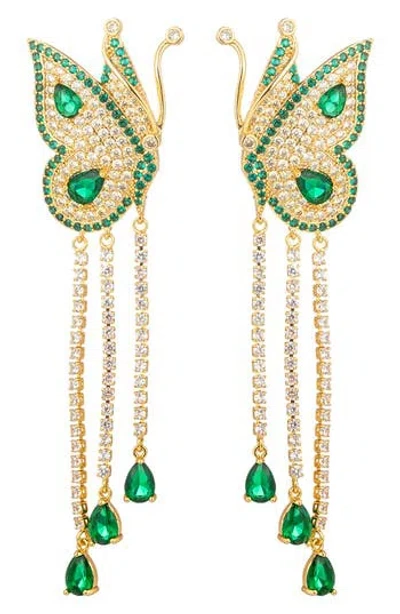 Eye Candy Los Angeles Green Cubic Zirconia Butterfly Drop Earrings