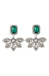 Eye Candy Los Angeles Green Fan Feather Drop Earrings In Green
