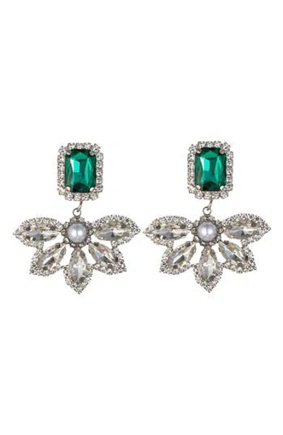Eye Candy Los Angeles Green Fan Feather Drop Earrings