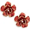 Eye Candy Los Angeles Gretta Rose Stud Earrings In Red/gold