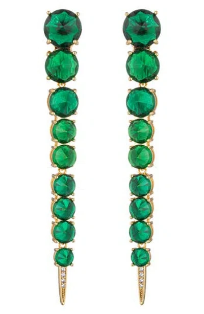 Eye Candy Los Angeles Harper Cubic Zirconia Drop Earrings In Green