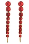 Eye Candy Los Angeles Harper Cubic Zirconia Drop Earrings In Red
