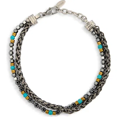 Eye Candy Los Angeles Hiroshi Wheat Chain Layered Bracelet In Silver
