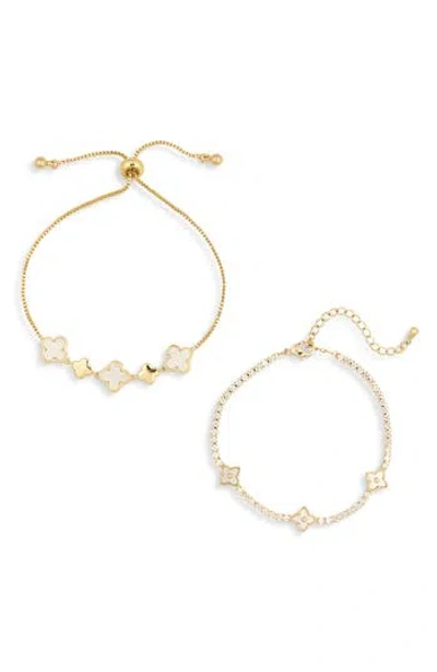 Eye Candy Los Angeles Imani 2-pack Cubic Zirconia & Enamel Slider Bracelets In Gold
