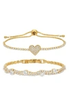 Eye Candy Los Angeles Imani Set Of 2 Cubic Zirconia Bracelets In Gold