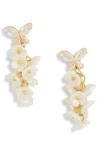 Eye Candy Los Angeles Inaya Butterfly & Flower Cascading Drop Earrings In Gold