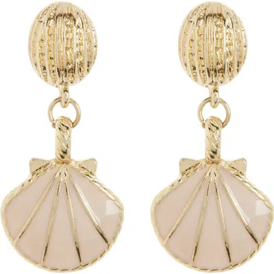 Eye Candy Los Angeles Inaya Shell Drop Earrings In Gold