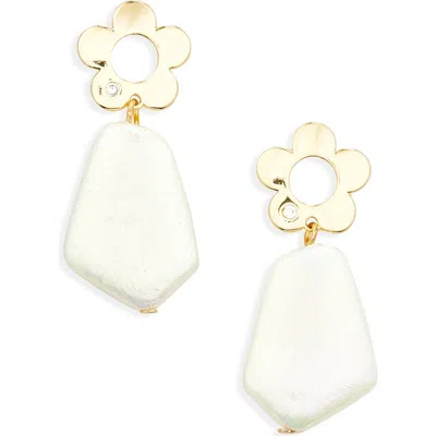 Eye Candy Los Angeles Iridescent Flower Drop Earrings In White