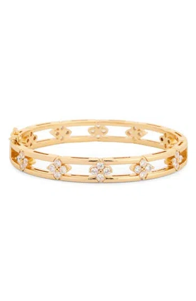 Eye Candy Los Angeles Isla Cubic Zirconia Flower Cuff Bracelet In Gold