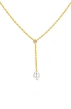 Eye Candy Los Angeles Isla Faux Pearl Lariat Necklace In Gold