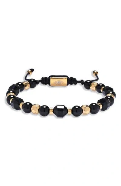 Eye Candy Los Angeles Jackson Agate Beaded Slider Bracelet In Black