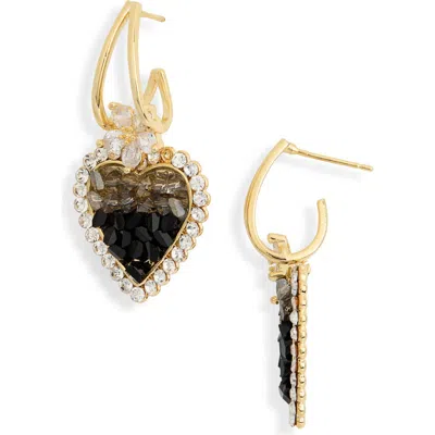 Eye Candy Los Angeles Jacqueline Black Heart Drop Huggie Hoop Earrings