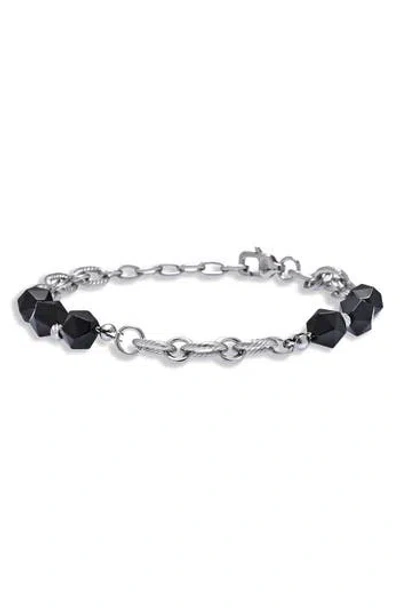 Eye Candy Los Angeles Jaxon Agate Beaded Chain Bracelet In White