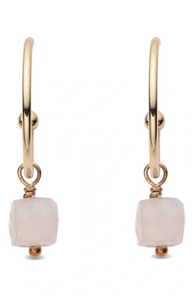 Eye Candy Los Angeles Jeanna Rose Quartz Drop Huggie Hoop Earrings In Gold