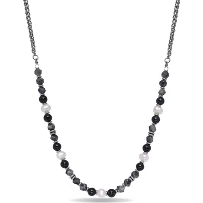 Eye Candy Los Angeles Jeremiah Agate Beaded Necklace In Black