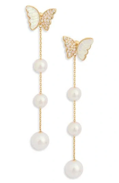 Eye Candy Los Angeles Jordan Faux Pearl Butterfly Drop Earrings