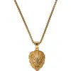 Eye Candy Los Angeles Joseph Lion Head Pendant Necklace In Gold