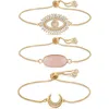 Eye Candy Los Angeles Jules Set Of 3 Slider Bracelets In Gold/pink