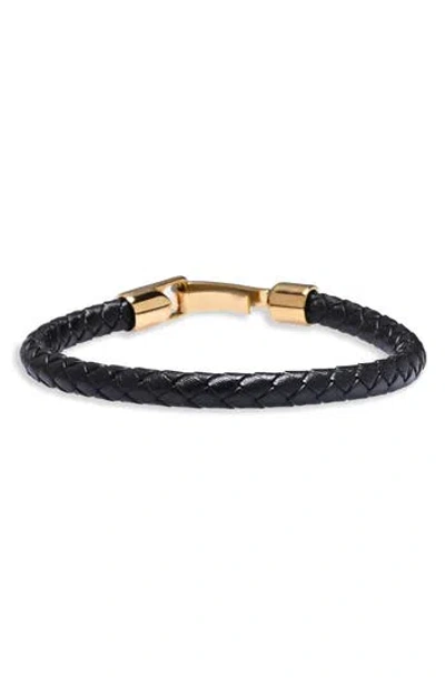 Eye Candy Los Angeles Julian Woven Leather Cord Bracelet In Black