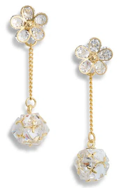 Eye Candy Los Angeles June Cubic Zirconia Flower Drop Earrings In Gold