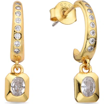 Eye Candy Los Angeles Justine Dangle Huggie Hoop Earrings In Gold